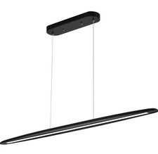 51  Linear Modern LED Dimmable Pendant Ceiling Light Fixture - Black Wood