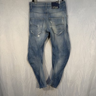 G-Star RAW 3301 Denim Arc Loose Tapered Men 32x32 Distressed Jeans Zip Fly