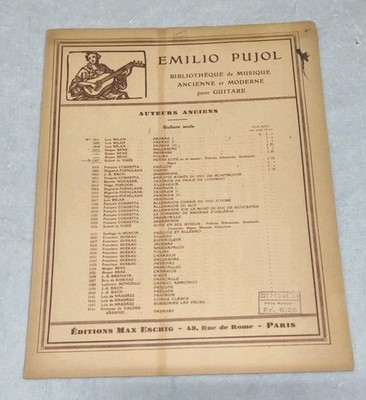 Robert De Visee Petite Suite Pujol Sheet Music Spanish Classical Guitar Viseo