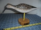 Vintage Wood  Yellowed Leg Shorebird Decoy: Signed — photo 1