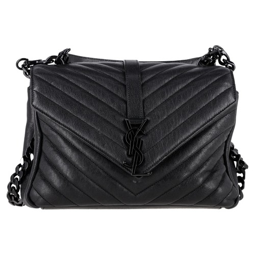 Saint Laurent Chevron Quilted Medium College Top Handle Bag In  Leather W One