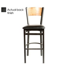 Oak Street Mfg Plain Black Wood Back Barstool w/Black Vinyl Seat