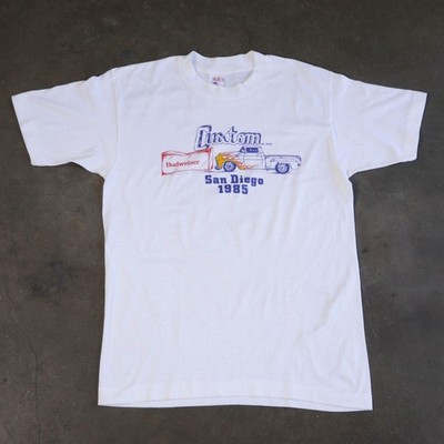Vtg 80s Budweiser Custom Car Show San Diego Tee Jays Selec-T Soft Sheer Tee L