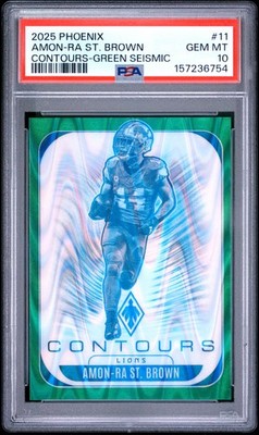 2025 PANINI PHOENIX CONTOURS GREEN SEISMIC #11 AMON-RA ST. BROWN 12/25 PSA 10