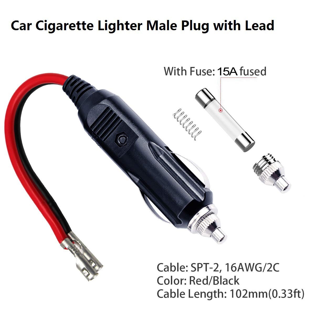 fused cigarette lighter plug Roadpro 12V Replacement with Leads (RPPS-225),Black : Automotive a standard amount of power needed to operate small appliances and mobile phones while on the road and off the grid 2-10X 12V Car Fused Cigarette