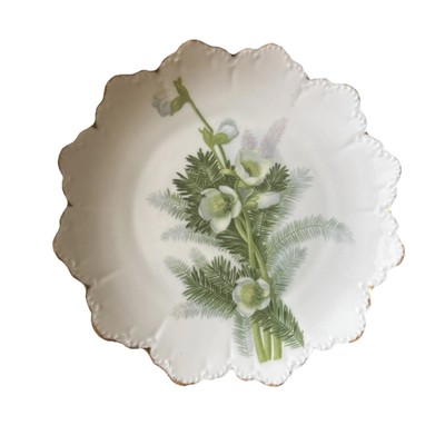 Antique R C Bavaria Malmaison Scalloped Decorative Fern & Floral Plate 9 