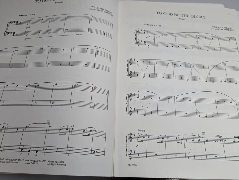Hymn Reflections For Two Piano Duets Sheet Music Book Sid Richardson Level 2 F2 - Image 3 of 4