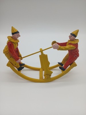 Vintage Cast Iron Circus Clowns Rocking Seesaw, Teeter Totter Toy