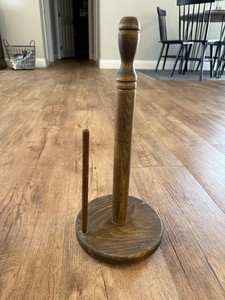 Vintage Round Base Wooden Paper Towel Holder 16”