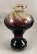 David R. Boutin Rainbow Glassworks 1982 Art Glass Bud Vase Perfume Floral Swirls