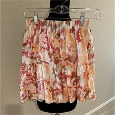 Abercrombie Fitch Floral Tiered Ruffle Chiffon Skirt Elastic Waist S