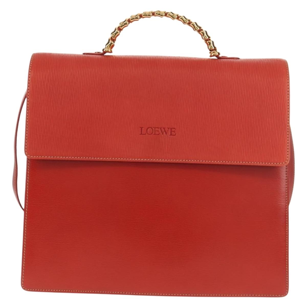 Loewe Vintage Velazquez Top Handle Bag Leather Red Leather Handbag (Pre-Owned)