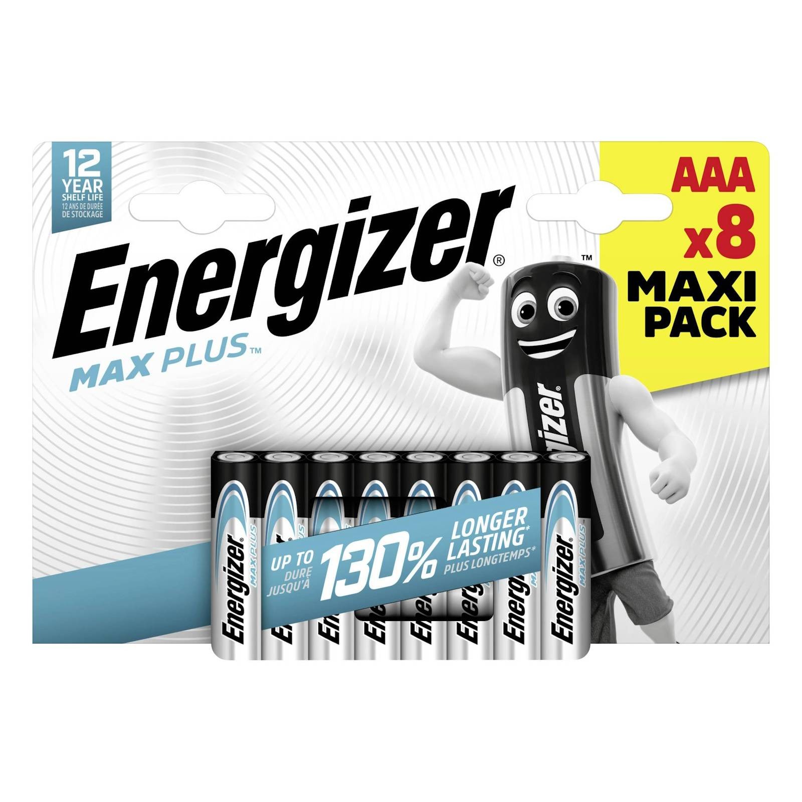 Energizer Max Plus AAA Alkaline Batteries - Pack of 8 (E301322502)