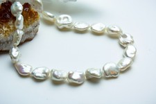 9-13.5mm 17.5" White Baroque Pearl Necklace Choker Handmade Free form Pearls New