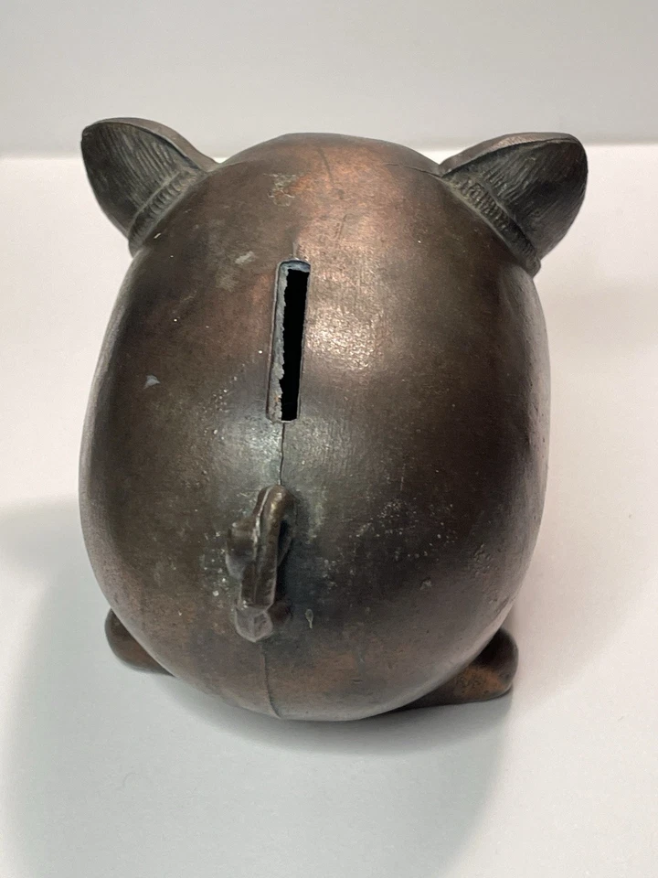 Hucha de metal fundido de 4,5" monedas de cobre lavadas contenedor de centavos cerdo de colección Foto 3 de 4
