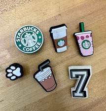 Starbucks Rubber Shoe Charm Set Lot of 6 Multicolor Logo Cup Mermaid Paw #7