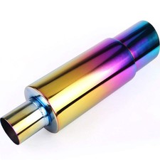 Universal 2" Inlet 3" Outlet Exhaust Muffler Neo Chrome