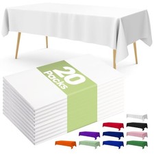 Plastic Table Cloth Disposable 20 Pack, 54 x 108 54" X 108" Rectangle White