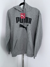 Mens Large PUMA Heather Gray Big Logo Hoodie NWT Sweatshirt L