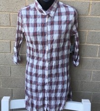 YMI tunic shirt dress Sz S ST3225 Plaid Rolled Tab Sleeve
