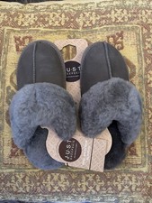 Image of Just SheepSkin Size UK 5/6 Slippers Grey Genuine Suede