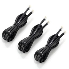 3 Pack RJ12 Cable Phone Cord 6P6C Male to Male Straight 6.6 FT Black Wire