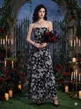 VTG Y2K Jessica McClintock Floral Maxi Dress Fairy Grunge Dark Romance Prom Sz 6