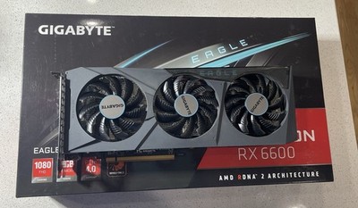 Gigabyte AMD Radeon RX 6600 Eagle 8G GPU GDDR6 W/Orig Box.   Stress tested
