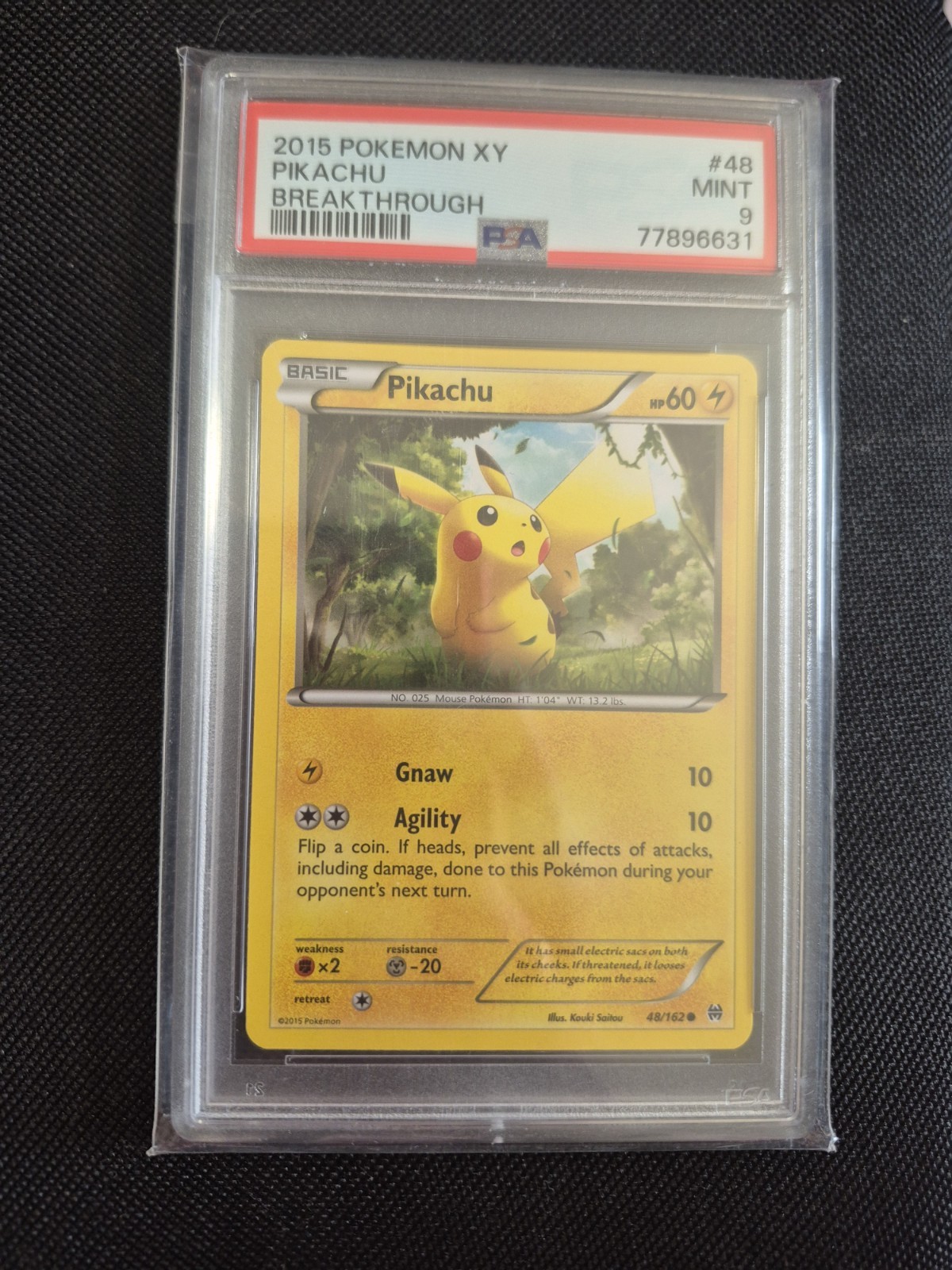 Pokémon Card Pikachu Breakthrough 2015 PSA 9 Mint #48/162 Regular Common