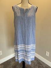 Talbots Women's Size 12 Petite 100% Linen Knee Length Sleeveless Dress Lined