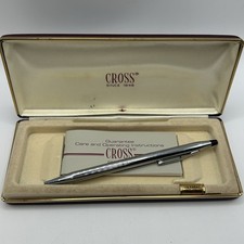 Vintage Cross Classic Century Chrome Ballpoint Pen w/ Case  Papers USA