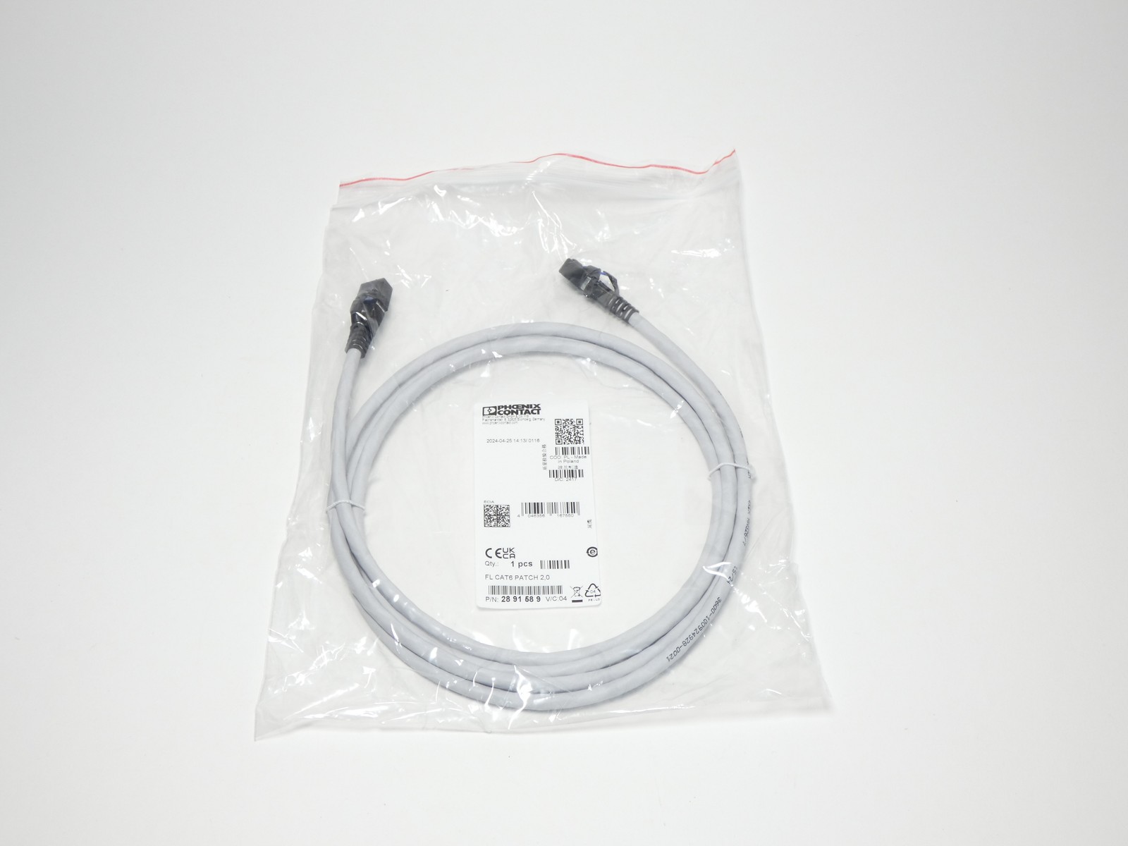 Phoenix Contact 2891589 FL CAT6 Patch 2.0 Ethernet Patch Cable 2.0M - NEW Sur...