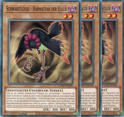 yugioh 3x Schwarzflügel - Harmattan der Staub L5DD-DEC08 COMMON 1AUFLAGE DEUTSCH