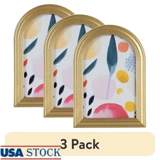 4x6 Arch Gold Decorative Tabletop Picture Frame 3 Pack W/ Hanger & Easel New