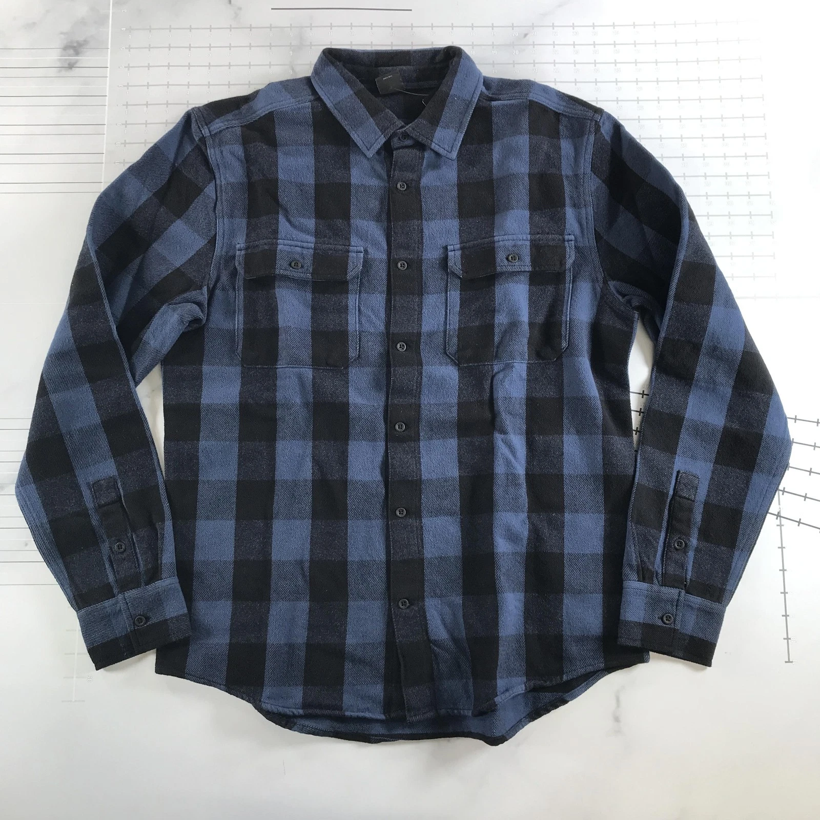 Oakley Shirt Mens Large Blue Black Check Flannel Button Up Terraformic Logo