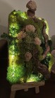 Wood Moss Art  Decor w/ Floral Accents LED Lights on Wooden Easel Stand — photo 2