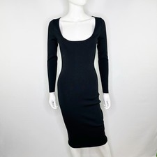 J. Crew Black Stretchy Bodycon Midi Knit Dress Size XS Cocktail Party Clubwear