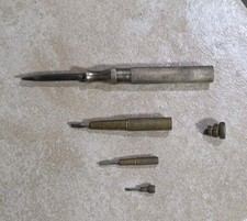 Vintage 4 In 1 Nesting Slotted Brass Knurled Handle Screwdriver Set Made In USA