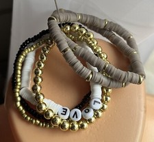 Armbänder Sets Perlen Weiß Braun Gold