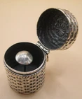 Pretty English Hallmarked Sterling Silver Basket Weave Thimble Case - Chatelaine