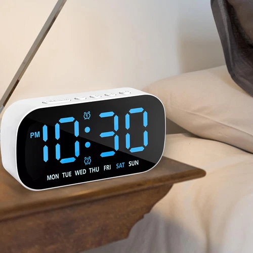Digital LED Desk Alarm Clock LED Large Display Time Temperature Battery Snooze - Picture 10 of 12