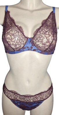 Andres Sarda Neptune Triangel-BH mit Bügel SET Gr.85C UK38C + Slip 44 XL in Wein
