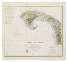 1857 Coast Survey Chart Provincetown Harbor, Massachusetts. **ANTIQUE ORIGINAL