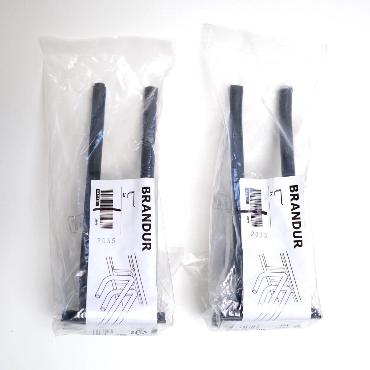 Set of 2 IKEA BRANDUR Double Hook 804.026.25 Black Steel New