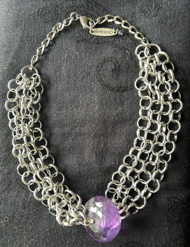 Signed Cerese D. Natural Amethyst Multistrand Choker Necklace