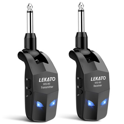 LEKATO WS-80 Wireless Guitar System 2.4GHz Transmitter Receiver 8h Battery 4 Ch