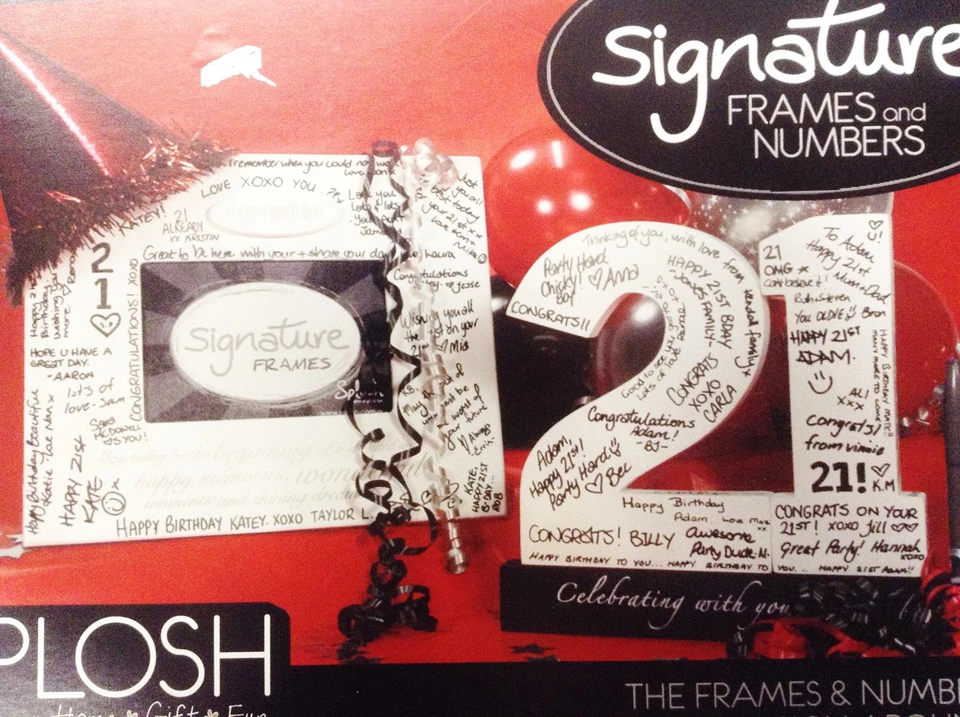 Splosh Signature Numbers Birthday Wooden 18 21 30 40 50 60 70 80 gift frame