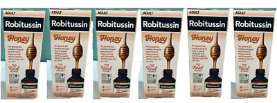 6x Robitussin Honey Severe Cough, Flu + Sore Throat Non-Drowsy Adult 4oz Ex03/25