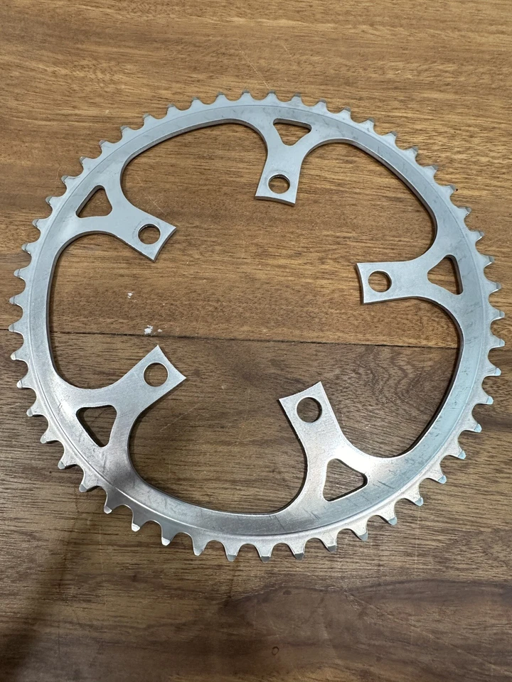 Plato vintage 52 dientes 110 BCD 52t aleación plata MTB bicicleta de carretera años 80 Foto 2 de 2