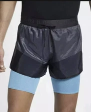 $100 Nike Tech Pack 2 in 1 Running Shorts Men’s Large AQ6442 060 Blue Black